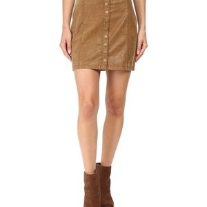Free People Tan Skirt Gold Buttons Mini Hand Wash Only